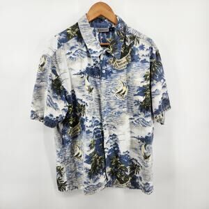 Hurley Men's Large Short Sleeve Button Front Hawaiian Vintage Made in USA Cotton